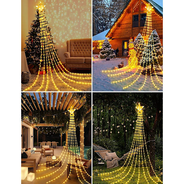 Udendørs juledekorationer, 3,5M julelys LED-vandfald