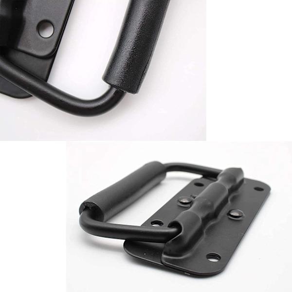 4 stycken lådhandtag, hopfällbart handtag i metall, svart lådhandtag, fjäder
