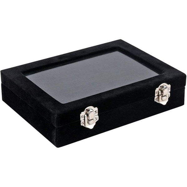 Oppbevaringsboks med svart smykker kan inneholde opptil 48 ringer - perfekt