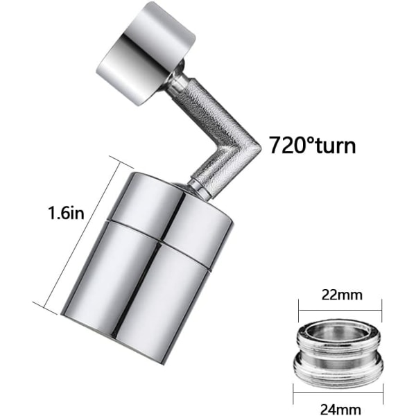 Universal anti-stænk vandhanefilter, 720° roterende sprøjtehoved Ma