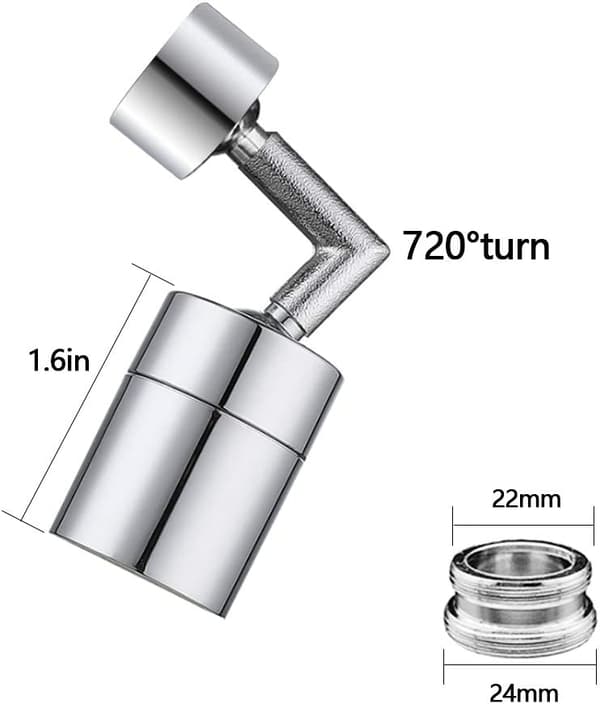 Universell anti-sprut kranfilter, 720° roterende sprayhode Ma