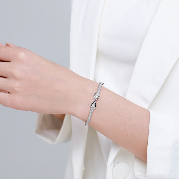 Dame Infinity Armbånd 7in 925 Sølvbelagt Rose Gull Armbånd