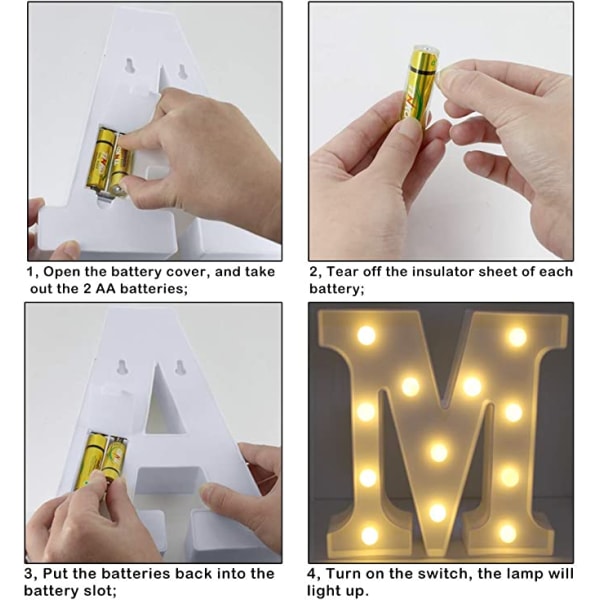 (M) Lysende bokstaver alfabet lys opp LED-lampe bokstavlys Le