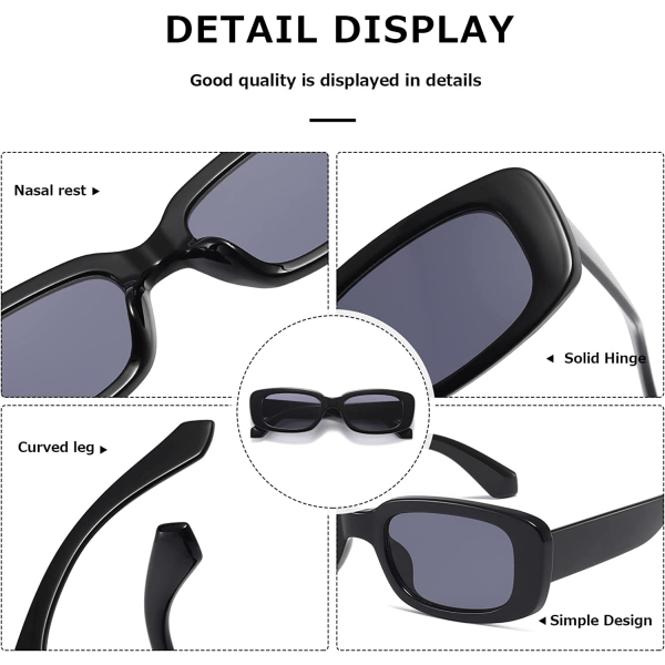 Solbriller med liten innfatning Simple square (svart), solbriller, mote