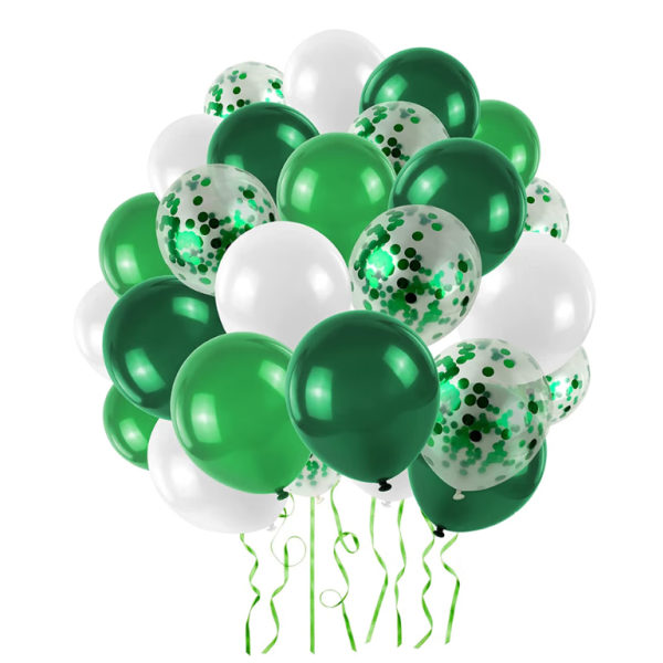 60 st grön vit ballong, konfetti heliumballongbågesats 12 I