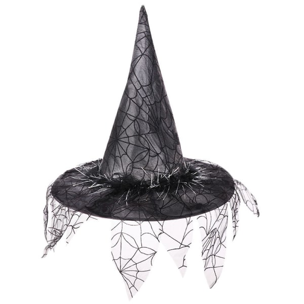 Halloween häxhatt mesh wizard hatt smink kostym rekvisita cos