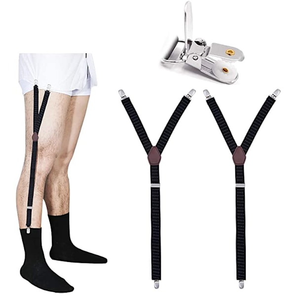 Sorte Herre Justerbare Elastiske Suspender Stropper Militær Stil N