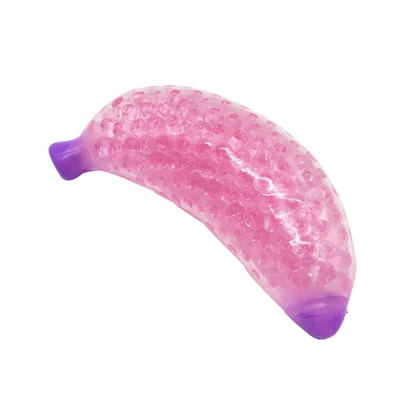 En bananformet stressbold med frugtformede perler - Stressbold