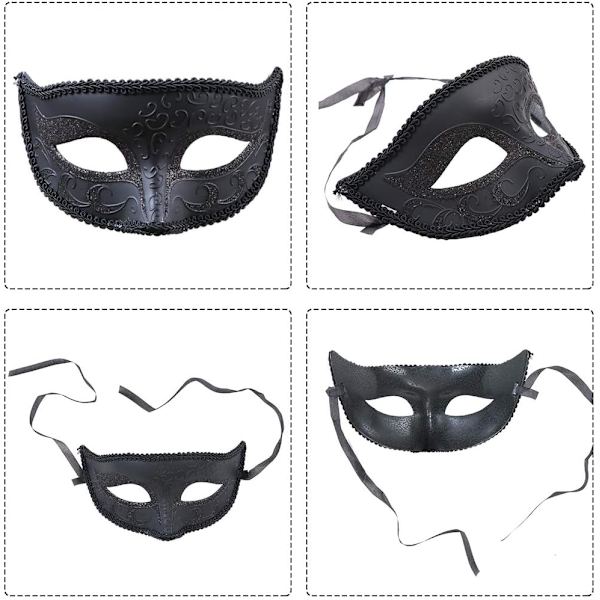 2 stycken Maskerad Järn Mask för Par Karneval Mask Spets Mask