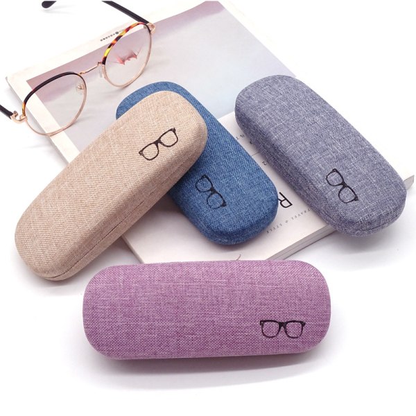 Blå Stilig retro brilleboks kreativ koffert bomull og lin