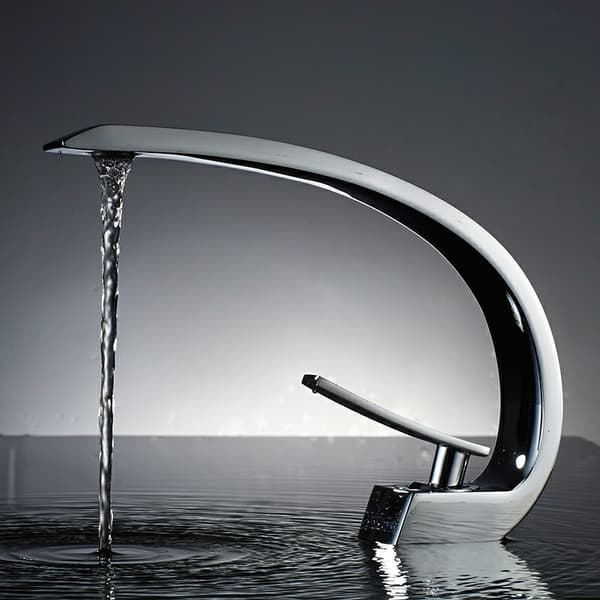 Elegant krom messing baderomsbatteri, moderne unikt enkelt hull vask