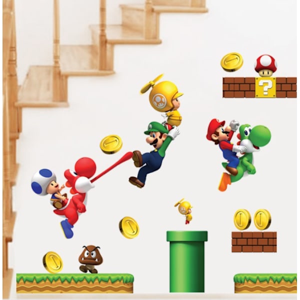 2 kpl Nintendo New Super Mario Bros -rakenna kohtaus -kuori ja liimaa -seinätarra