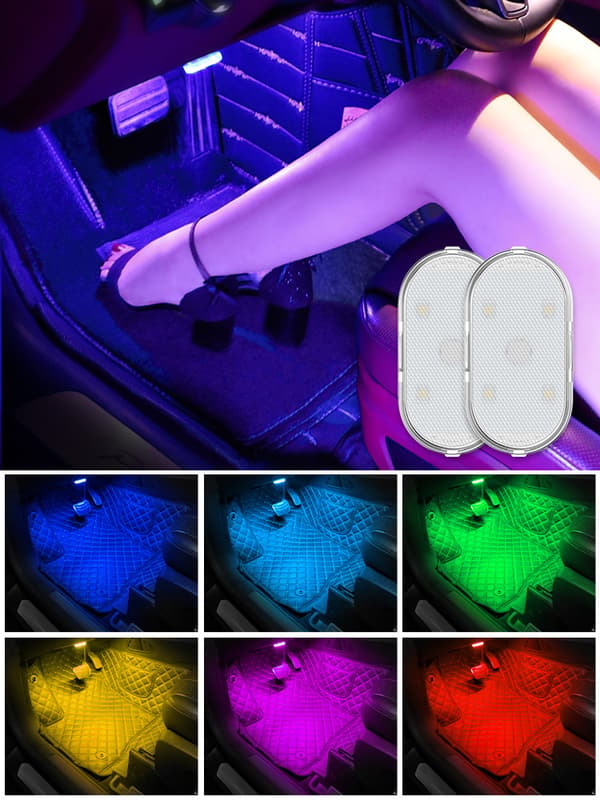 1 stk. RGB bilinteriørlys, berøringsbryter bilinteriørlampe, LED C