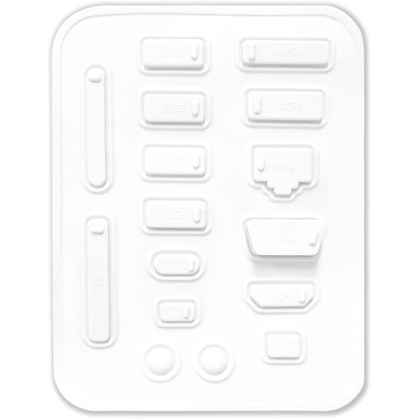 16 kpl Silikonisia Pölysuojatulppia (Valkoinen), Tietokoneen Liitäntäsuojus Pölysuoja USB:lle, HDMI Universal La
