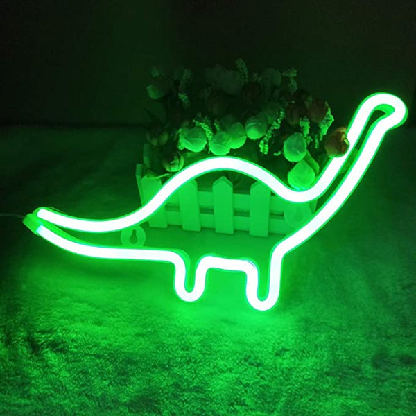 LED neonljus (grön) Dinosaurieformad dekorljusskylt, vägg dec