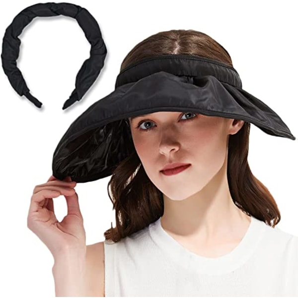 Sun Hat for Women, Black Sun Hat with UV Protection, Sun Visor,