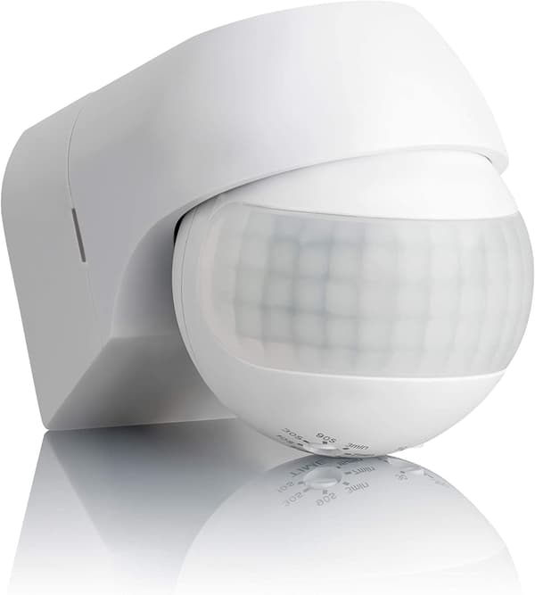 Sensor utendørs IP44, veggmontert, infrarød bevegelsessensor, LED-er