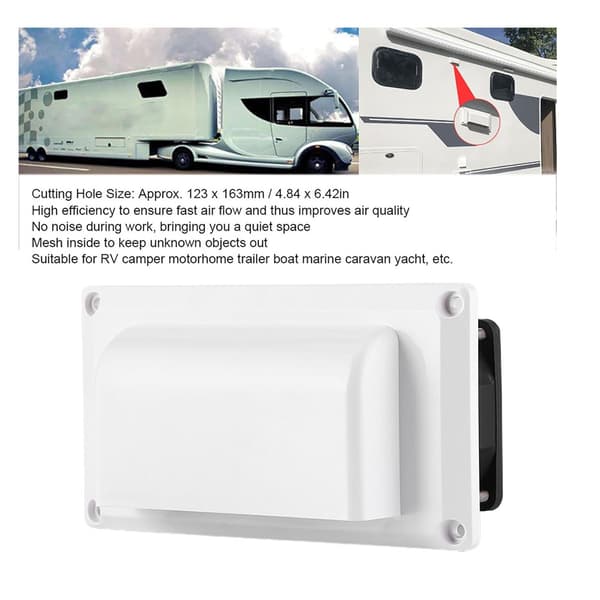 RV Luftventilator, 12V 25W Side Luftventilasjon Eksosvifte, Yacht Båt Marine Støyfri Ventilator RV Interiør Side