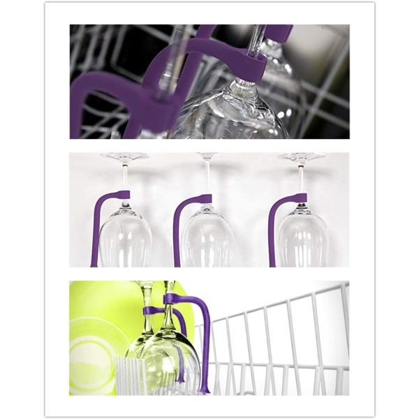 (8stk) Lilla - Silikone Opvaskemaskine Glasholdere - Sikker rengøringin