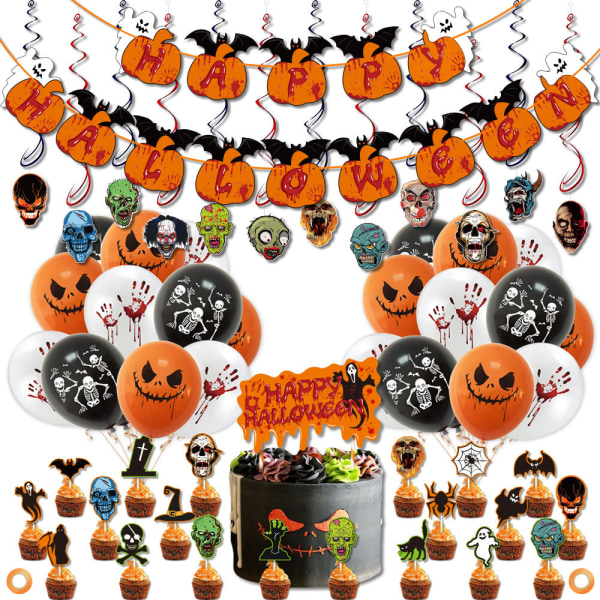 30 kpl Halloween-juhlan ilmapallokoristeet, 12 tuuman musta oranssi