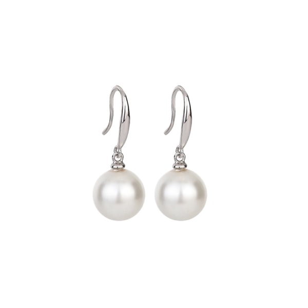 1 par S925 sølv skinnende klassiske enkle ørekrog øreringe, perle