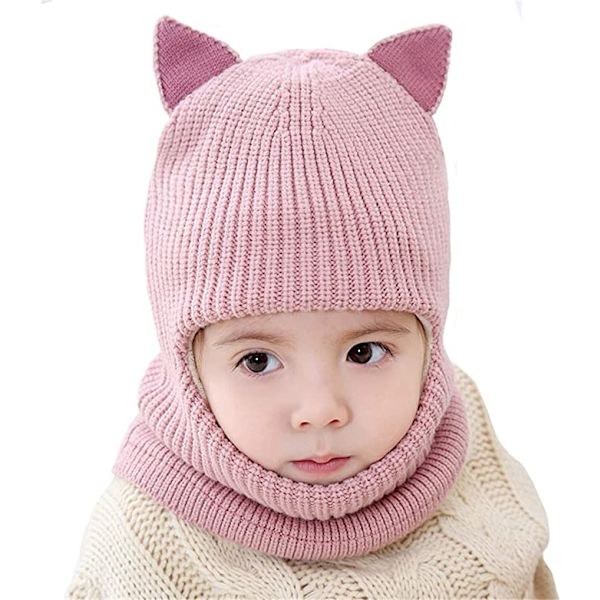 Baby Flickor Pojkar Vinter Varma Halsduk Sjal Mössa Stickad Söt Ansikte C