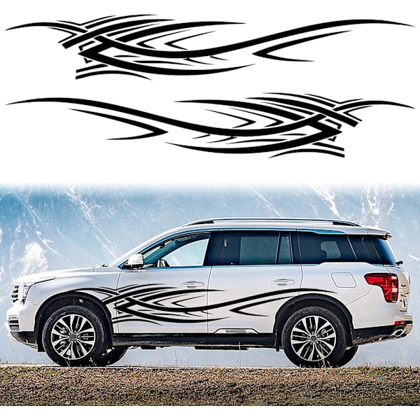 2 kpl 240cm liekit (musta) grafiikka autokorin sivutarrat Fl