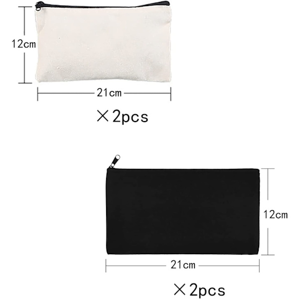 2 stk. Canvas Makeup Taske, Tomme Blyanttasker, Multifunktionelle