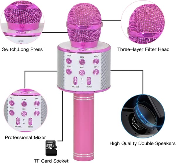 Langaton Bluetooth-karaokemikrofoni, Bluetooth-mikrofoni 858L
