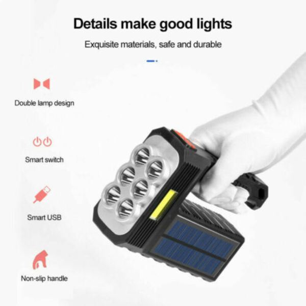 Kraftig lys lommelygte sol opladelig USB felt super b