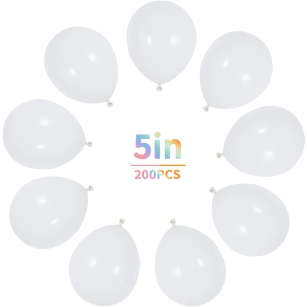 200 pastell hvite ballonger 5 tommers Mini fortykket makron hvit l
