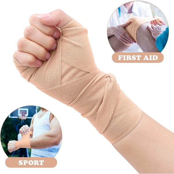 Fire stykke hudfarve elastisk medicinsk bandage trykrulle, 7,5