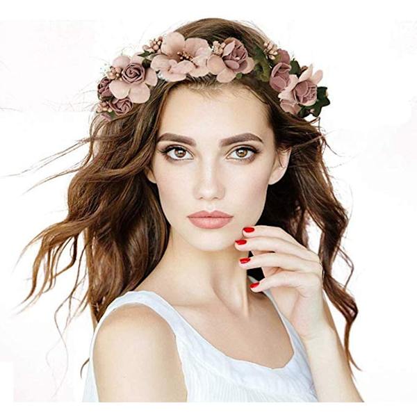 Blomsterkrone, Blomsterhodebånd Blomsterkrans Hodebånd Boho Rose