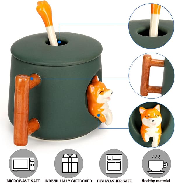 3D söt kaffemugg, mönster inuti 14oz kopp med öppningslock