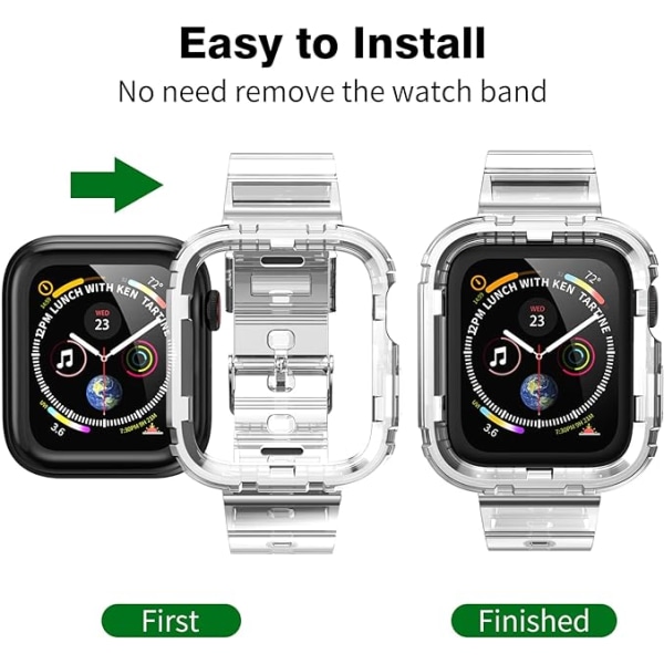 Transparent, kompatibel med Apple Watch-rem 45mm 44mm 42mm, Rep