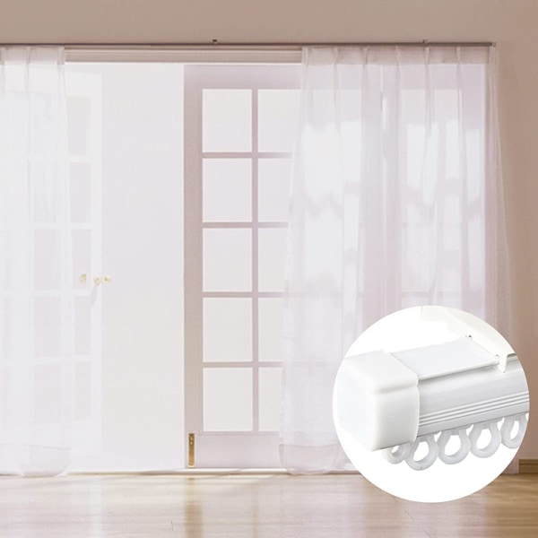 100 stk Gardin Henger Skinne Glidebane Gardin Hvit Plast Curt