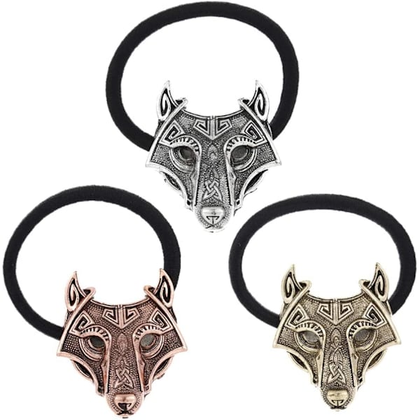 Sett med 3 julehårstrikker Vintage Retro Wolf Head Hair Tie