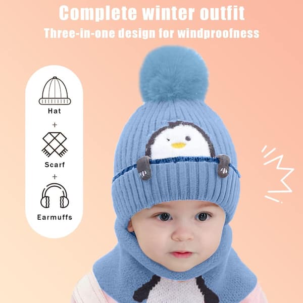 Mössa Halsduk Set Mössa Barn Mössa Vinter Baby Stickad Mössa