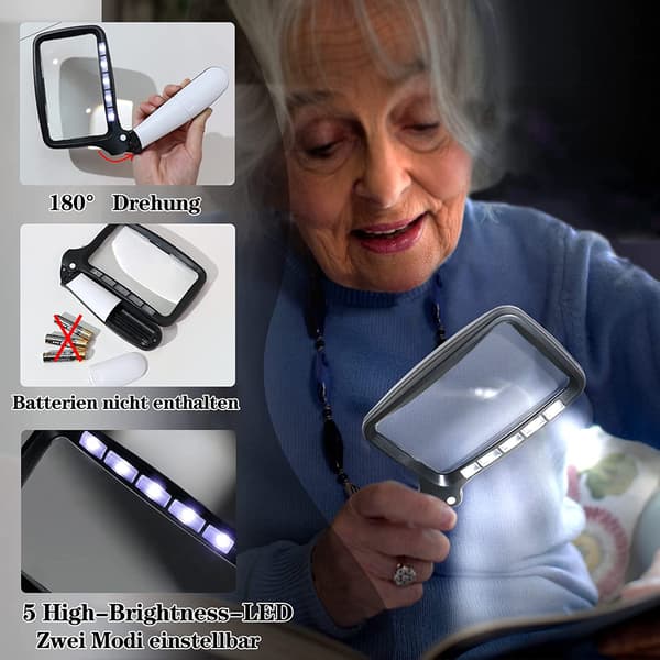 Lighted Reading Magnifier, 3X Large Illuminated Magnifying Glass
