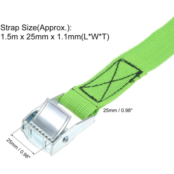 Pakke med 4 Spændebånd med Cam-spænde Lashing Strap 25mm*3m 550lb 2