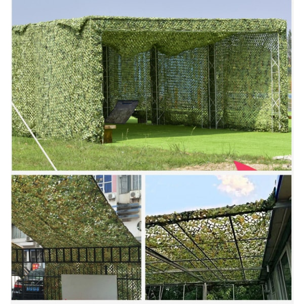 Rektangulær skygge seil i grønn kamuflasje mesh, 4x5m, kamuflasje