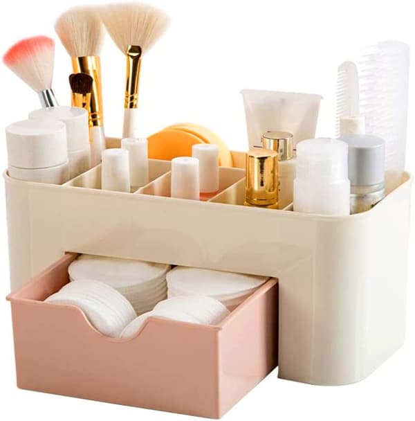 Pink, blå - 2-delt makeup-arrangør, makeup-etui, makeup-opbevaring