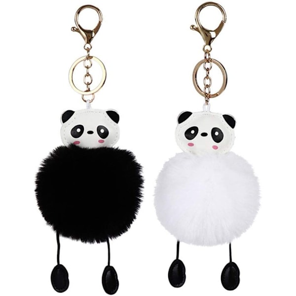 2 Søte Plussj Panda Nøkkelringer Bilnøkkelvesker, Panda Formet Nøkkelring