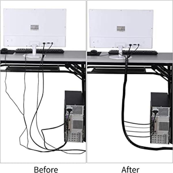 Svart och grå, kabelskydd 2-pack, flexibelt sortiment 2x3M PE-kabel