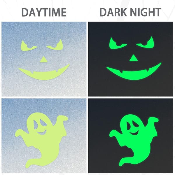 Halloween dekorasjon, 4 ark Halloween Selvlysende klistremerker, 30 stk lysende