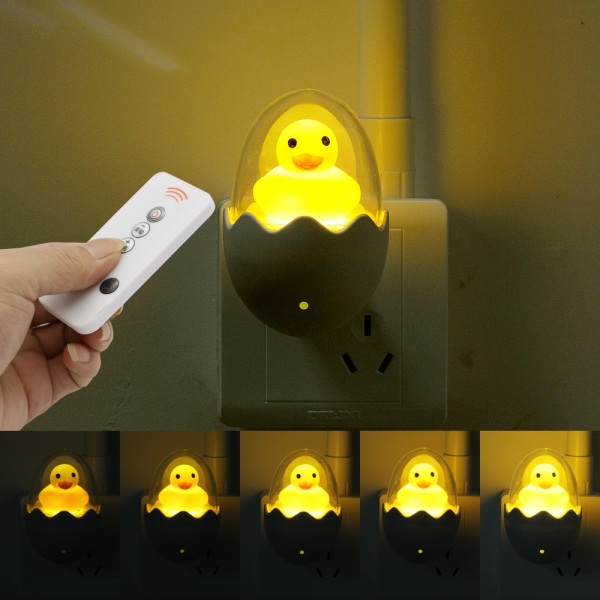 LED-nattlampa med timer 110V 220V Gul anka EU-kontaktuttag