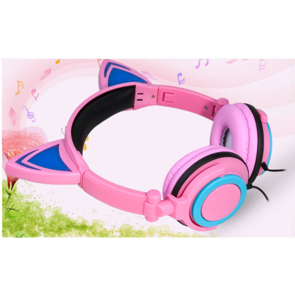 Børnehøretelefoner, 2 i 1 Cat/Rabbit Ear Headset In-Ear hovedtelefoner L