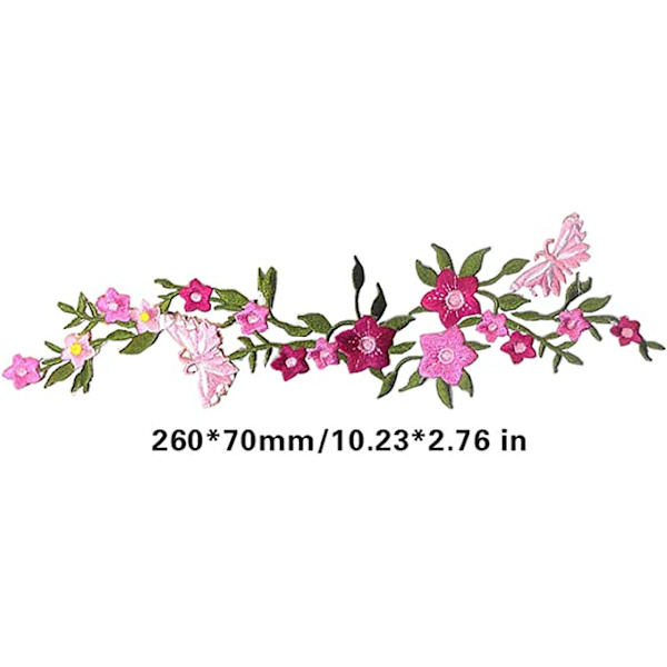 2 st, nya fjärilar blomma broderade lappar, blommig spets tyg applikation sy broderi, DIY hantverk lapp motiv för kläder, jeans, jackor, väskor