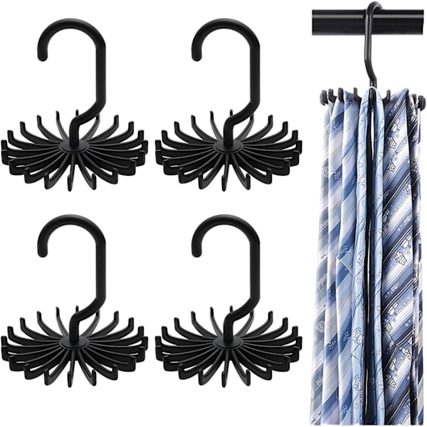 4 stk 360 graders roterende skjerfhenger justerbar twirl slipsholder