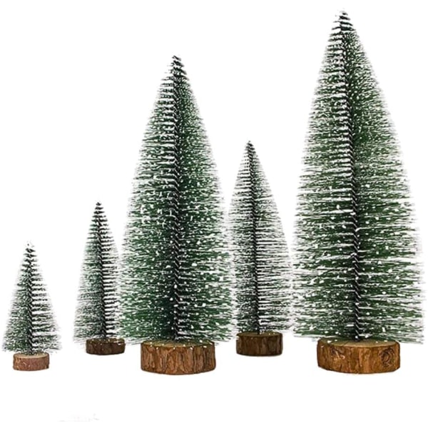 5 stykker kunstig mini jule sisal snefrosttræer wi